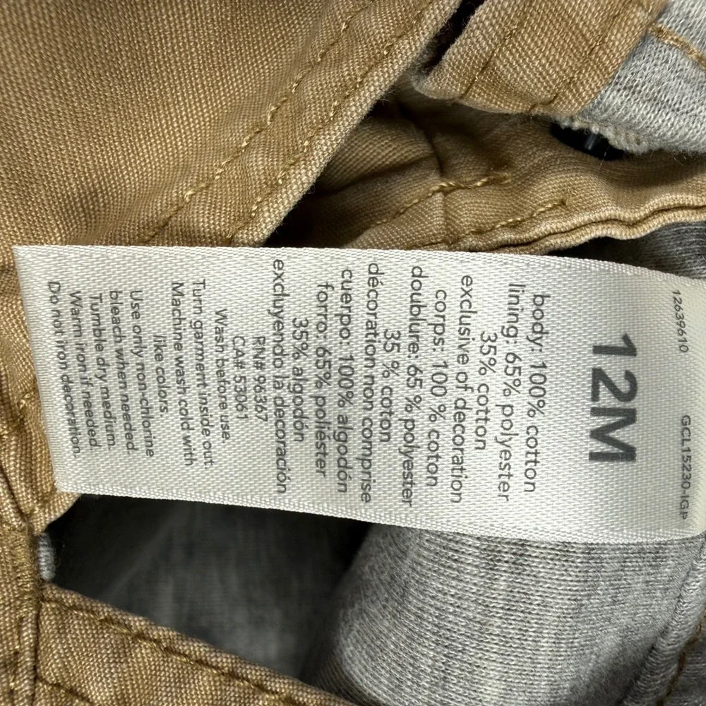 OshKosh Bgosh Canvas Overalls 12M Tan Vestbak Workwear Heritage Utility